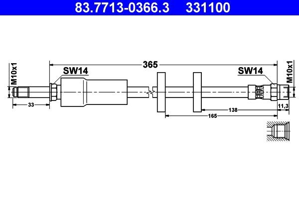 1 Bremsschlauch ATE 83.7713-0366.3 passend für VOLVO 